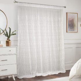 LINO ΚΟΥΡΤΙΝΑ ZENIO WHITE ΜΕ ΤΡΕΣΑ 280X300 100% Πολυέστερ
