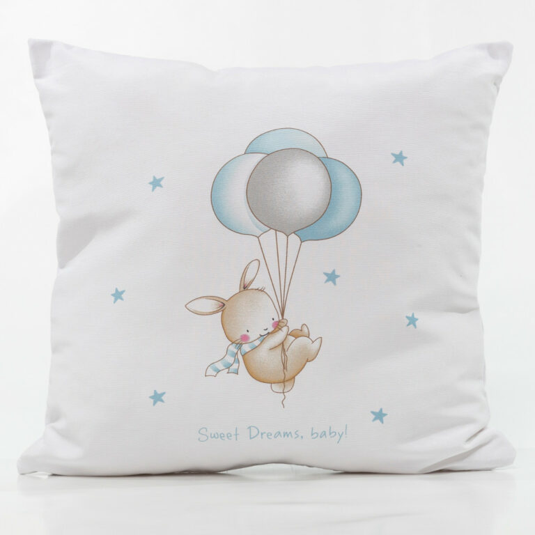maxilari-diakosmhtiko-printed-sweet-dreams-baby-leuko-siel Μαξιλαροθήκη Διακοσμητική Printed Sweet Dreams Baby Λευκό-Σιέλ 45 x 45 cm 100% Βαμβάκι Λευκό-Σιέλ BOREA - Image 1