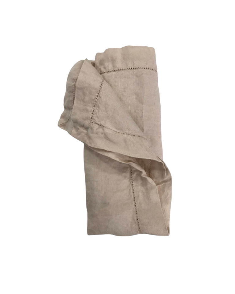 Λινή Πετροπλυμένη Πετσέτα Φαγητού με Αζούρ Porto σε 3 Αποχρώσεις 50x50cm 50x50cm Μπεζ της Pennie - Image 2