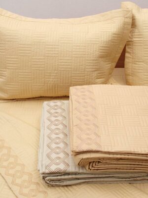Κουβερλί Percale κεντητό Cream Υπέρδιπλο (220x240) SUNSHINEHOME - Image 3