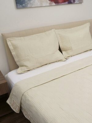 Κουβερλί Percale κεντητό Beige Υπέρδιπλο (220x240) SUNSHINEHOME