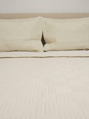 Κουβερλί Percale κεντητό Beige Υπέρδιπλο (220x240) SUNSHINEHOME - Image 3