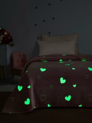 Κουβέρτα φωσφοριζέ μονή Hearts Pink Μονή (160x220) SUNSHINEHOME - Image 2