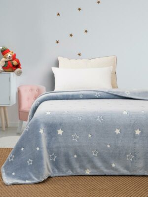 Κουβέρτα φωσφοριζέ μονή Stars Blue Μονή (160x220) SUNSHINEHOME