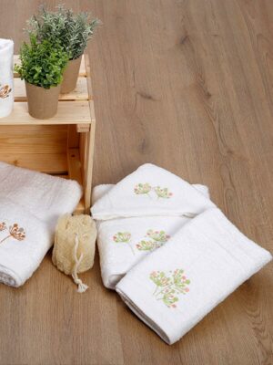 Σετ πετσέτες κεντητές 24 White SUNSHINEHOME - Image 2