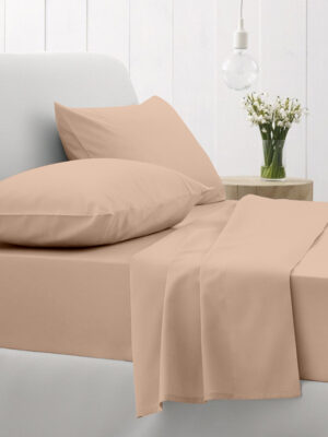 Σετ Σεντόνια Cotton Feelings 110 Beige Διπλό με λάστιχο (150x205+30) SUNSHINEHOME