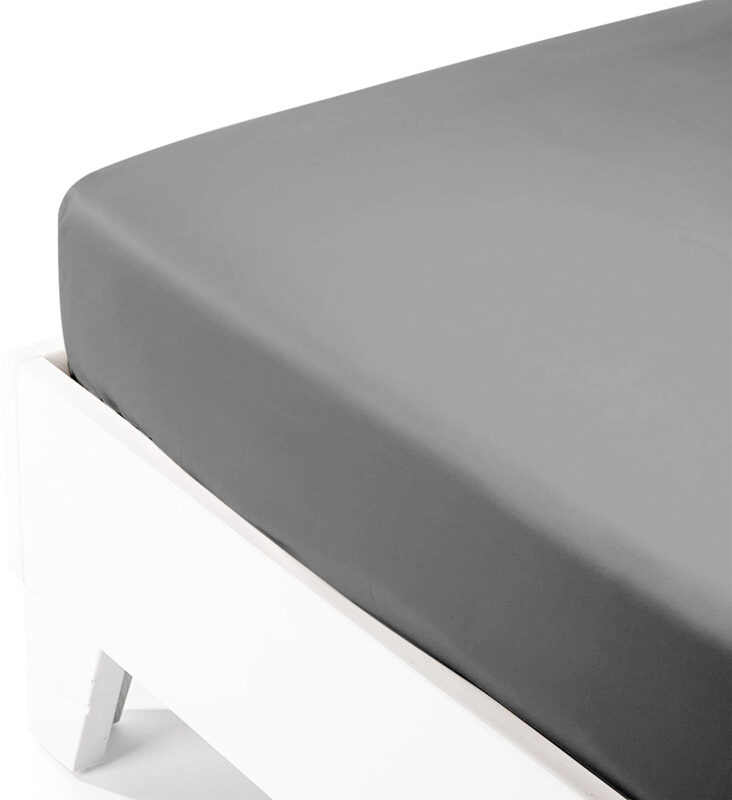 151-57-GR.jpg Κατωσέντονο Satin με λάστιχο Dark Grey Διπλό (160x200+40) SUNSHINEHOME - Image 1