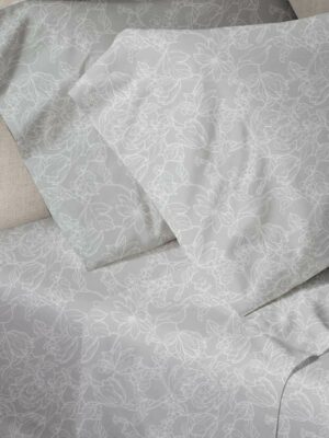 Σετ Σεντόνια Menta Εμπριμέ 020 Grey Μονο (160x250) SUNSHINEHOME