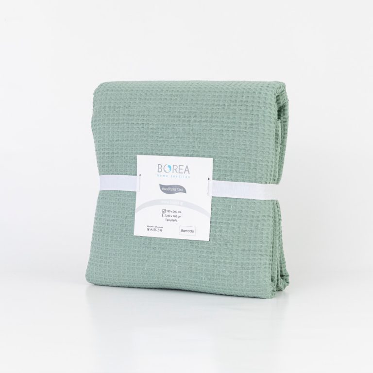 Κουβέρτα Πικέ Waffle Υπέρδιπλη 230 x 260 cm  80% Βαμβάκι-20% Viscose Γκρι BOREA - Image 4