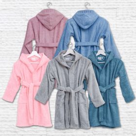 Μπουρνούζι Εφηβικό Με Κουκούλα Teenager Ροζέ (9-10)  100% Βαμβάκι Ροζέ BOREA - Image 3