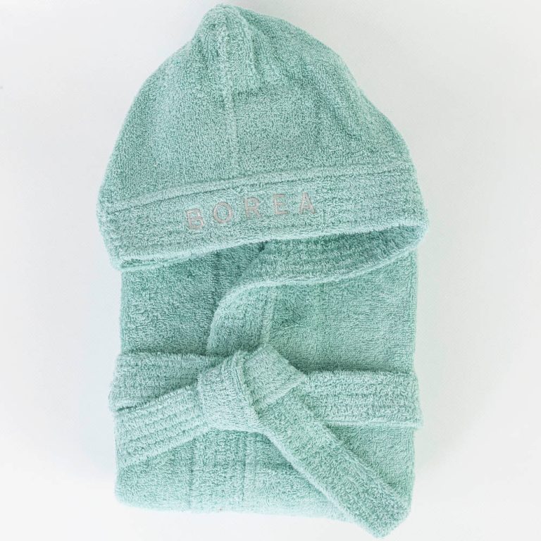 Μπουρνούζι Εφηβικό Με Κουκούλα Teenager Φυστικί (13-14)  100% Βαμβάκι Φυστικί BOREA - Image 1