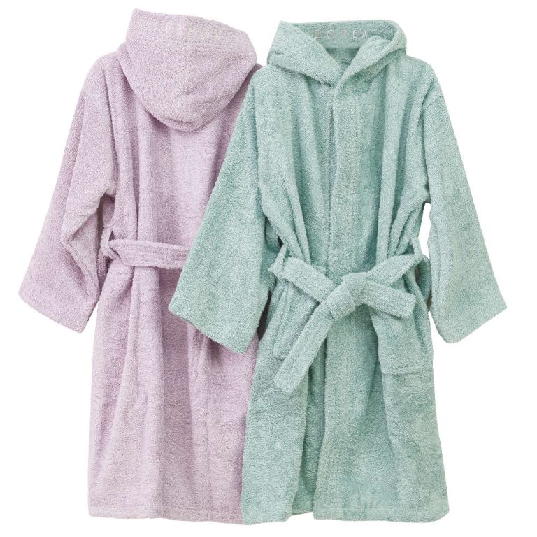 Μπουρνούζι Εφηβικό Με Κουκούλα Teenager Φυστικί (15-16)  100% Βαμβάκι Φυστικί BOREA - Image 2