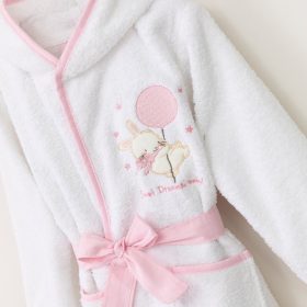 Μπουρνούζι Βρεφικό Sweet Dreams Baby Λευκό-Ροζ (5-6) 100% Βαμβάκι Λευκό-Ροζ BOREA - Image 2
