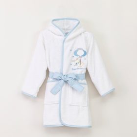 Μπουρνούζι Βρεφικό Sweet Dreams Baby Λευκό-Σιέλ (5-6) 100% Βαμβάκι Λευκό-Σιέλ BOREA