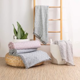 Ριχτάρι Βαμβακερό Τετραθέσιο Rhombus 180 x 350 cm  100% Βαμβάκι Λαδί BOREA