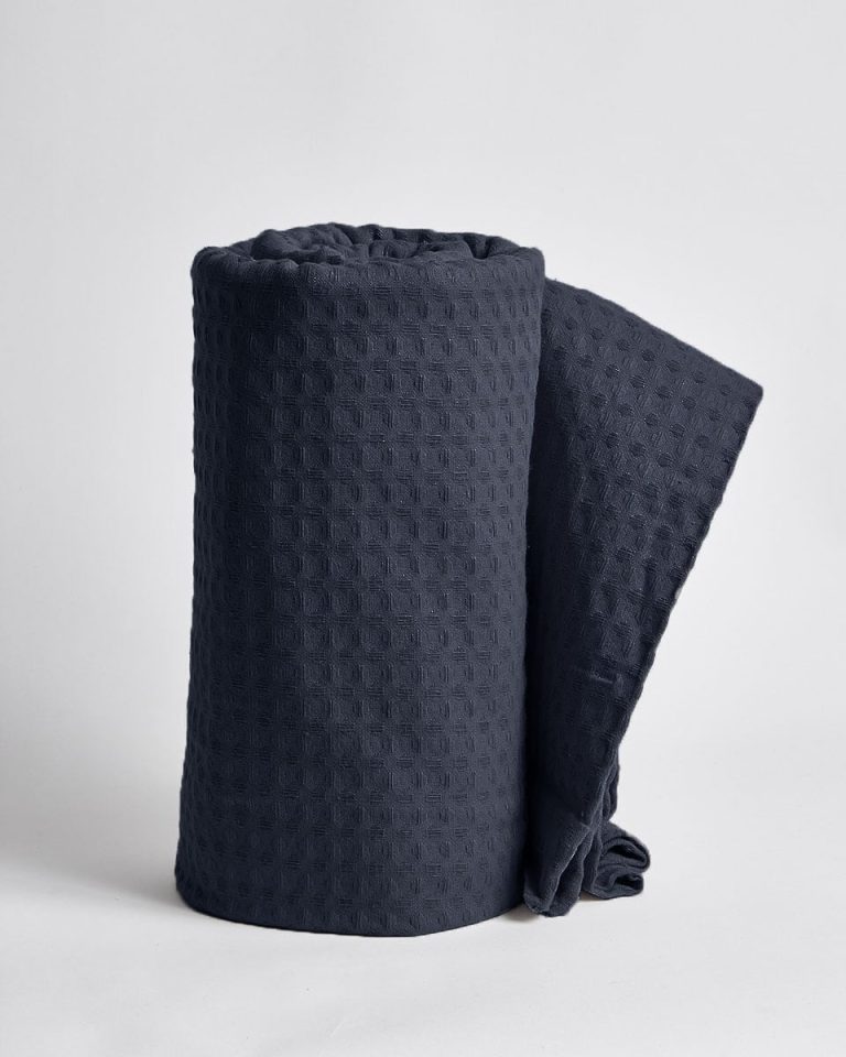 pereira-rixtari-navy-blue-1_1.jpg 3D Καλοκαιρινή Βαμβακερή Πικέ Κουβέρτα Ριχτάρι Pereira σε 8 Αποχρώσεις Υπέρδιπλη (230x260cm) Μπλε Navy της Pennie - Image 1