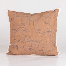 Μαξιλάρι Διακοσμητικό Printed Σχέδιο 66 45 x 45 cm  100% Βαμβάκι Εκρού BOREA