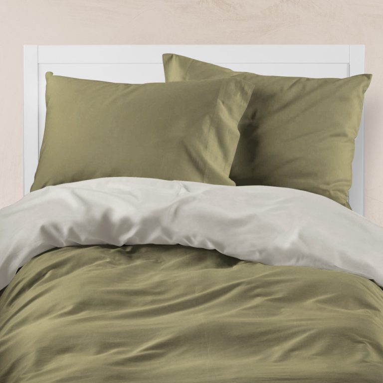 Παπλωματοθήκη Μονόχρωμη Solid Μονή 160 x 240 cm  100% Βαμβάκι Χακί-Γκρι BOREA - Image 6