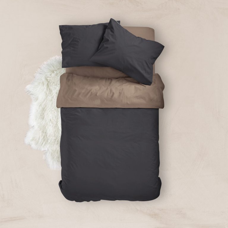 Παπλωματοθήκη Μονόχρωμη Solid Μονή 160 x 240 cm  100% Βαμβάκι Καφέ-Μαύρο BOREA - Image 3