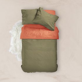 Παπλωματοθήκη Μονόχρωμη Solid Μονή 160 x 240 cm  100% Βαμβάκι Χακί-Γκρι BOREA - Image 23