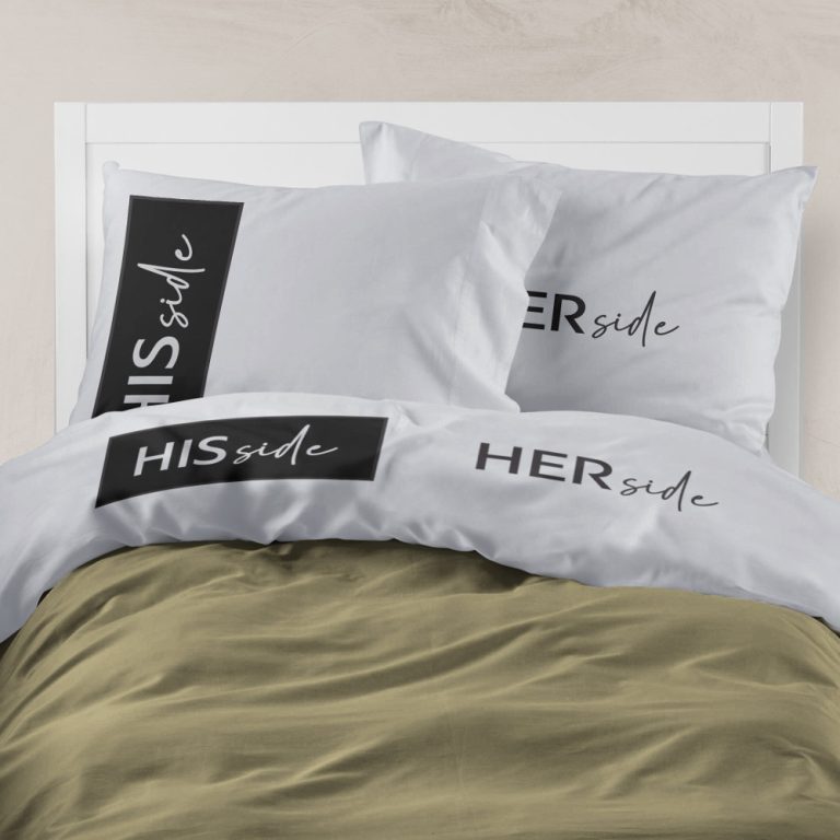 Σεντόνι Digital Print Σετ His&Hers Υπέρδιπλο 220 x 240 cm + (2) 50 x 70 cm  100% Βαμβάκι Ποντικί BOREA - Image 4