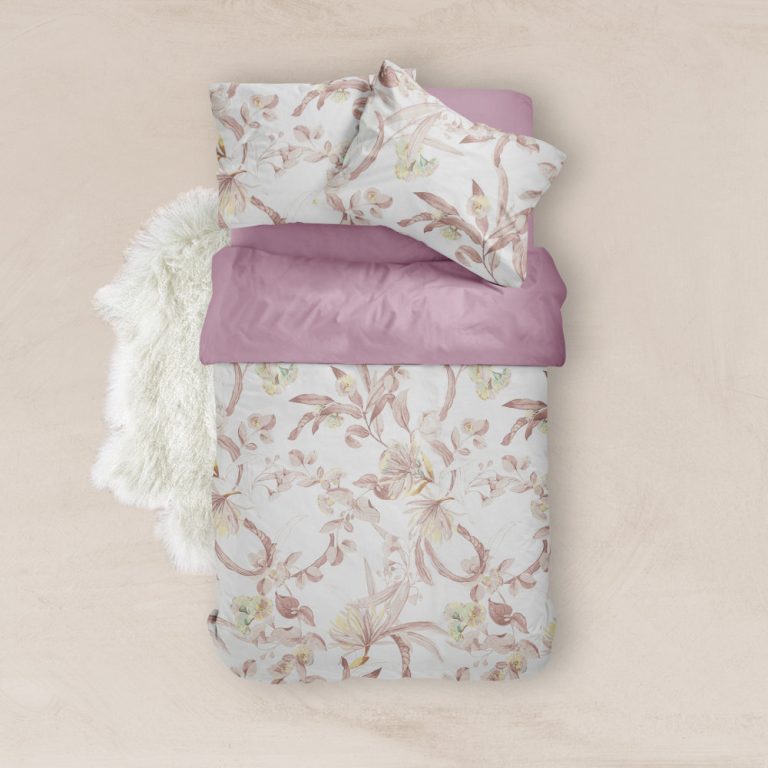 Σεντόνια Εμπριμέ Σετ Flore Σάπιο Μήλο Υπέρδιπλα (2) 240 x 260 cm + (2) 50 x 70 cm  100% Βαμβάκι Σάπιο Μήλο BOREA - Image 1