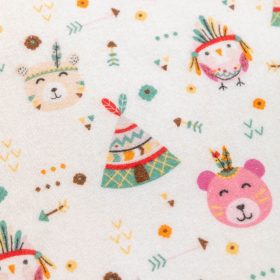 Σεντόνια Κούνιας Φανελένιο Σετ Indian Bear Ροζ (2) 120 x 160 cm + 30 x 40 cm  100% Βαμβάκι Ροζ BOREA - Image 3