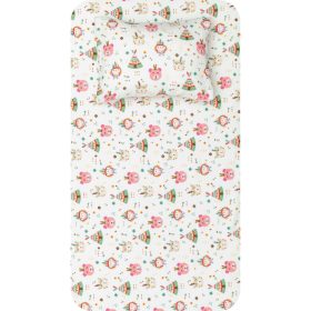 Σεντόνια Κούνιας Φανελένιο Σετ Indian Bear Ροζ (2) 120 x 160 cm + 30 x 40 cm  100% Βαμβάκι Ροζ BOREA - Image 4