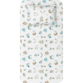 Σεντόνια Κούνιας Φανελένιο Σετ Moon Σιέλ (2) 120 x 160 cm + 30 x 40 cm  100% Βαμβάκι Σιέλ BOREA - Image 4