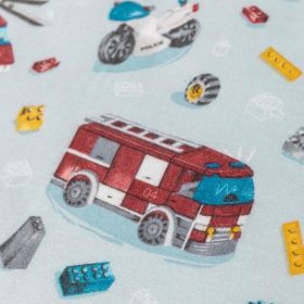 Σεντόνια Κούνιας Φανελένιο Σετ Πυροσβεστική (2) 120 x 160 cm + 30 x 40 cm  100% Βαμβάκι Σιέλ BOREA - Image 3