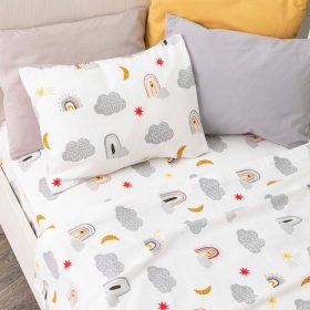 Σεντόνια Κούνιας Φανελένιο Σετ Rainbow Γκρι (2) 120 x 160 cm + 30 x 40 cm  100% Βαμβάκι Γκρι BOREA - Image 2