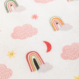 Σεντόνια Κούνιας Φανελένιο Σετ Rainbow Ροζ (2) 120 x 160 cm + 30 x 40 cm  100% Βαμβάκι Ροζ BOREA - Image 3