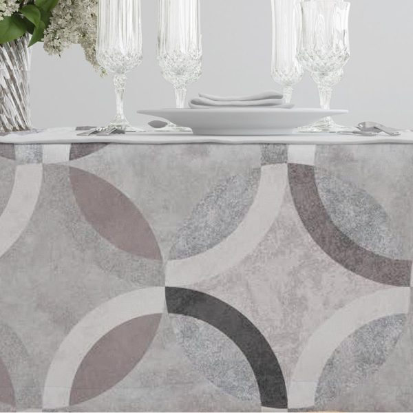 Τραπεζομάντηλο Κύκλοι Γκρι 140 x 260 cm  50% Βαμβάκι - 50% Polyester Γκρι BOREA
