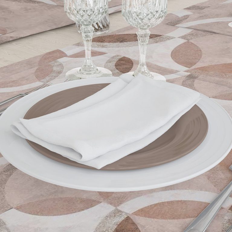 Τραπεζομάντηλο Κύκλοι Μπεζ 140 x 260 cm  50% Βαμβάκι - 50% Polyester Μπεζ BOREA - Image 2