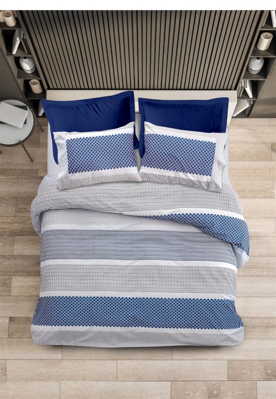 ΠΑΠΛΩΜΑ ΣΕΤ 160Χ240+1 MAΞ/ΚΗ BOHO BLUE 100% COTTON Makis Tselios