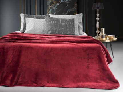 Βελουτέ Κουβέρτα Logo Burgundy 160x220 της Guy Laroche (100% Polyester)
