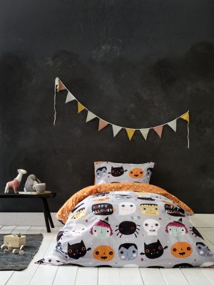 Σετ Σεντόνια Μονά - Happy Halloween της Nima Kids 100% Cotton, 144 T.C. Μονά (2 x 170x255 + 1 Μαξιλαροθήκη 52x72)