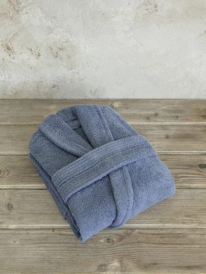 Μπουρνούζι Asana - Medium - Smoke Blue της Nima Home 100% Terry Cotton, 450 gsm Medium