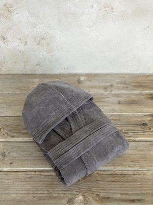 Μπουρνούζι με κουκούλα Zen - Medium - Midnight Gray της Nima Home 100% Velour Cotton, 400 gsm Medium
