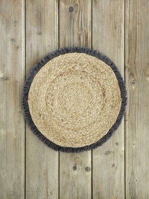 Σουπλά (Δ:38) - Carina Dark Gray της Nima Home 90% Jute - 10% Cotton Στρογγυλό Σουπλά 38 εκατοστών