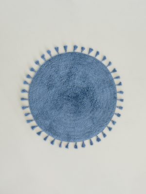 Πατάκι Μπάνιου Δ90 - Fuzzy Denim Blue της Nima Home 100% Cotton Στρογγυλό Πατάκι 90 εκατοστών