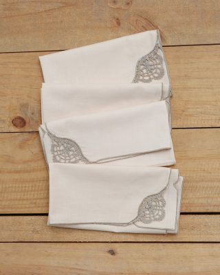 Σετ 4 τεμ Πετσέτες Φαγητού με Κισέν Δαντέλα Χειροποίητο Κέντημα Bo Maison 42x42cm Μπεζ της Pennie