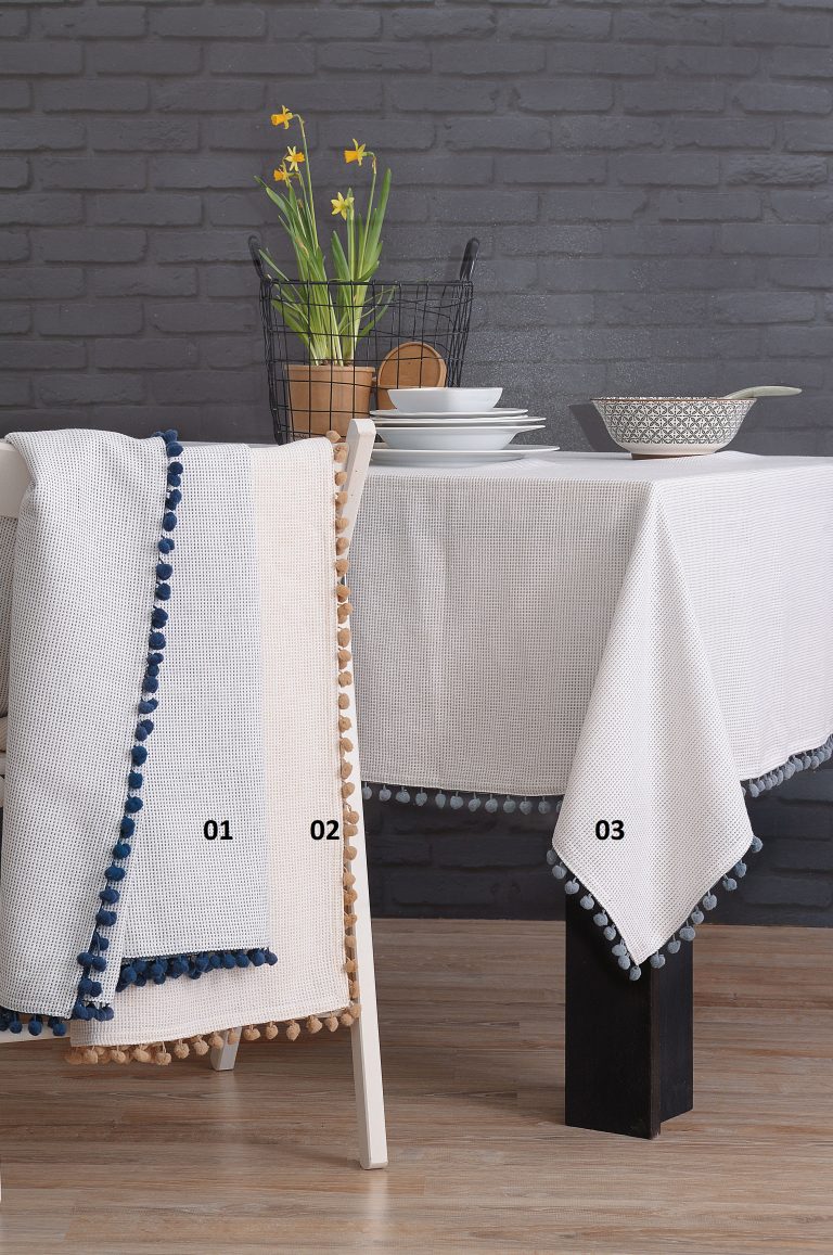 ΡΟΜ ΡΟΜ - ΤΡΑΠΕΖΟΜΑΝΤΗΛΟ ΜΠΛΕ 140X180 140X180 100% ΒΑΜΒΑΚΙ Rythmos - Image 1