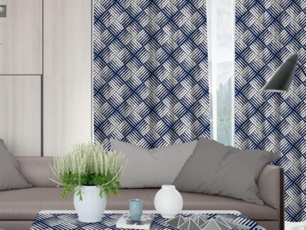 LINO ΚΟΥΡΤΙΝΑ CEST 601 ΜΕ ΤΡΕΣΑ BLUE 135X270 80% Βαμβάκι 20% Πολυέστερ
