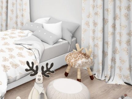 LINO ΚΟΥΡΤΙΝΑ ELLIE 101 ΜΕ ΤΡΕΣΑ BEIGE 135X270 80% Βαμβάκι 20% Πολυέστερ