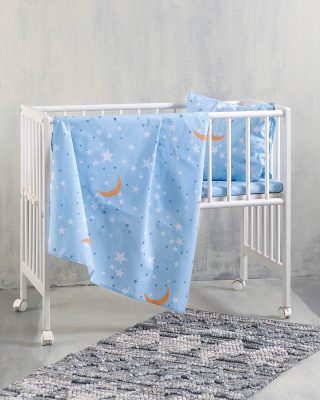 MOONLIGHT ΜΠΛΕ - ΠΑΠΛΩΜΑ ΒΡΕΦΙΚΟ 110X150 100% ΒΑΜΒΑΚΙ Rythmos