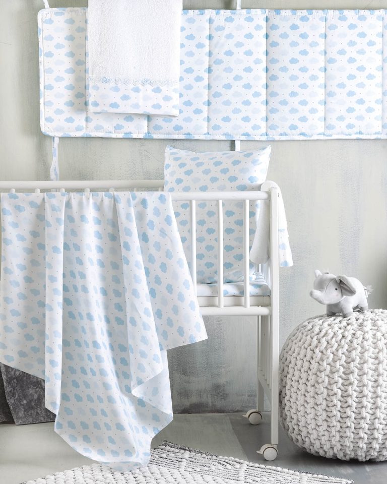 CLOUDY ΜΠΛΕ - ΣΕΤ ΣΕΝΤΟΝΙΑ ΒΡΕΦΙΚΑ 3 ΤΕΜ. 120X160 100% ΒΑΜΒΑΚΙ Rythmos - Image 1