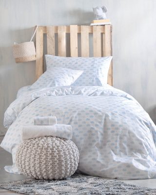 CLOUDY ΜΠΛΕ - ΣΕΤ ΠΑΠΛΩΜΑΤΟΘΗΚΗ ΠΑΙΔΙΚΗ ΗΜΙΔΙΠΛΟ (160X250) 100% ΒΑΜΒΑΚΙ Rythmos - Image 3