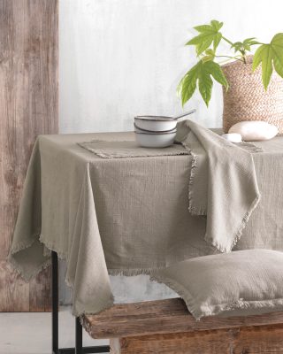 MERIT - ΤΡΑΠΕΖΟΜΑΝΤΗΛΟ OFF WHITE 170X320 170X320 100% ΒΑΜΒΑΚΙ Rythmos - Image 2