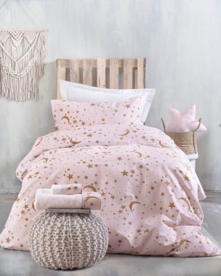MOONLIGHT ΡΟΖ - ΣΕΤ ΚΟΥΒΕΡΛΙ ΠΑΙΔΙΚΟ 2 ΤΕΜ. ΗΜΙΔΙΠΛΟ (160X240) 100% ΒΑΜΒΑΚΙ Rythmos